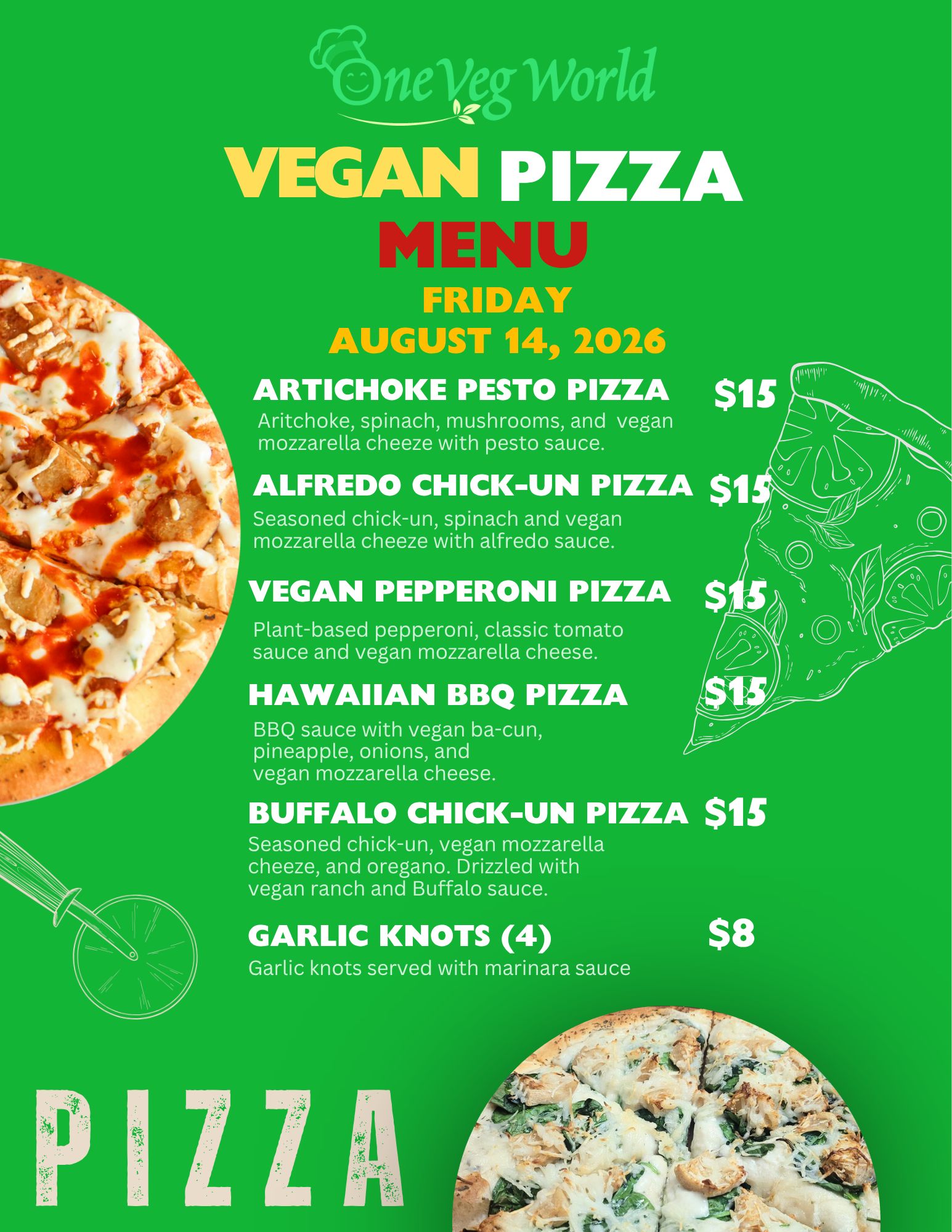 August Pizza Specials